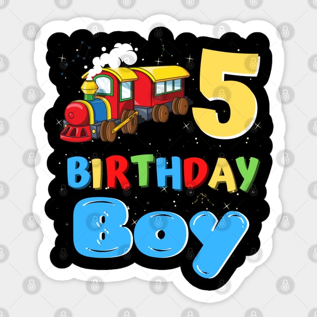 5 Year Old Boy Trains Lover Birthday Gift Sticker by JustBeSatisfied